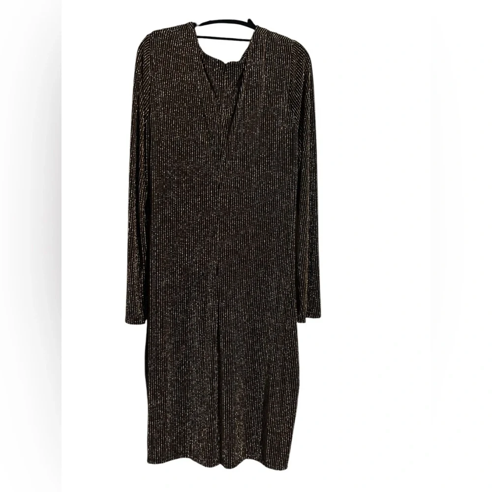 Michael Kors Brown/Gold Pinstripe Dress Size XL